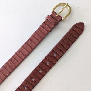 NWOT J. Crew Pink Croc Leather Belt, M